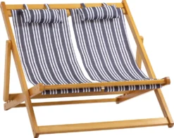 Outsunny Sonnenliege Doppelliege Aus Holz Gartenliege Zweisitzer 3-stufig Verstellbare Rückenlehne Klappbar Loungemöbel Strand Pool Bunt 108 X 105 X 85 Cm