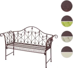Gartenbank HWC-H78, Parkbank Sitzbank, 2-Sitzer Metall Mit Verzierungen Rost-Optik Braun 150cm Ohne Sitzkissen -Stil Beet Verkaufsgeschäft fa3c960efda3fcc0fc11a88b03d3ee4c