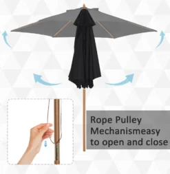 Outsunny Sonnenschirm, Gartenschirm, 3-stufig, Sonnenschutz, Bambus 180/㎡ Polyester, Schwarz, Ø2,5 X 2,3 M 12 Outsunny Sonnenschirm, Gartenschirm, 3-stufig, Sonnenschutz, Bambus 180/㎡ Polyester, Schwarz, Ø2,5 X 2,3 M -Stil Beet Verkaufsgeschäft fa55fe2fc667da638fbeaea6f5df52cc