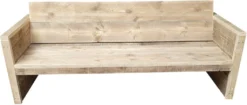 Wood4You Gartenbank Holz "Vlieland" - Wetterfest Massivholz Rustikal - Holzbank Sitzbank Balkonmöbel Terassenmöbel Ohne Kissen - DIY Baumbank Mit Lehne - Gerüstholz -Stil Beet Verkaufsgeschäft fa687f49132c570efde2a45a90cf5358