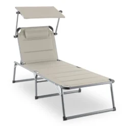 Amalfi Creamy Beige Sonnenliege 70x37x200cm Sonnenblende Beige