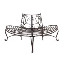 Metall-Bank 'Halbkreis' Möbel Garten Terrasse Balkon Bequem, Ranken Muster