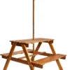 VidaXL Kinder-Picknicktisch Sonnenschirm 79x90x60cm Massivholz Akazie
