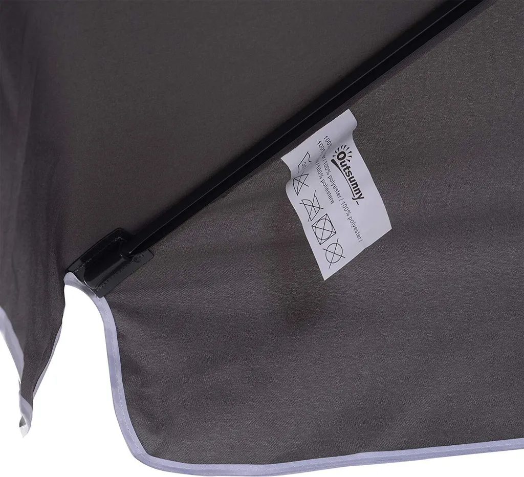 Outsunny Sonnenschirm Gartenschirm Strandschirm Balkonschirm Schirm Sonnenschutz Knickbar (Grau+Schwarz) 5 Outsunny Sonnenschirm Gartenschirm Strandschirm Balkonschirm Schirm Sonnenschutz Knickbar (Grau+Schwarz) - Image 5