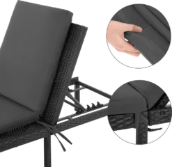 SONGMICS Sonnenliege, Liegestuhl, Gartenliege, Mit 5 Cm Dicker Auflage, Polyrattan, Rückenlehne Verstellbar, 59 X 198 X 28 Cm, Bis 150 Kg Belastbar Schwarz-beige GCB27GYV1 -Stil Beet Verkaufsgeschäft fb7f53b955132b2a954b02c83dbb4cd1