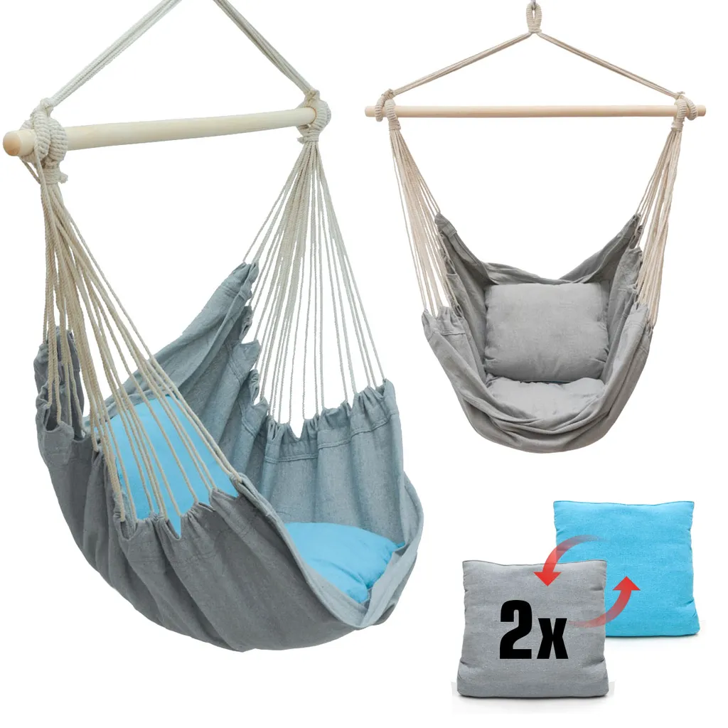 Balkon Hängesessel Mit 2 Kissen Zum Wenden - Outdoor Hängeschaukel Für Garten 1 Balkon Hängesessel Mit 2 Kissen Zum Wenden - Outdoor Hängeschaukel Für Garten