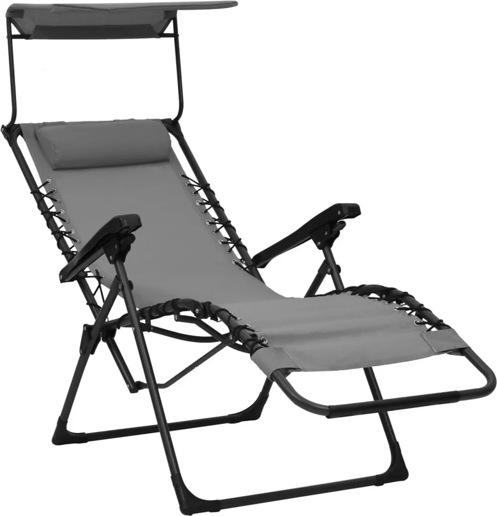 VidaXL Klappbare Liegestühle 2 Stk. Textilene Grau 6 VidaXL Klappbare Liegestühle 2 Stk. Textilene Grau - Image 6