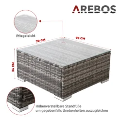 AREBOS Polyrattan Gartenmöbel Gartenlounge, Garnitur Set Sitzgruppe Grau, Aluminium Gestell, Tisch Mit Glasplatte, Inkl. Sitzkissen, 4 Personen -Stil Beet Verkaufsgeschäft fd8b584e5ff877b6e00d0aacc00d4a04