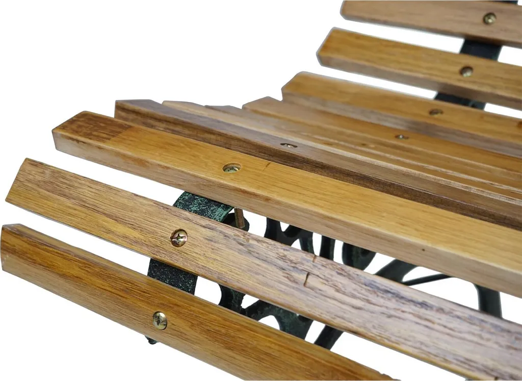 Gartenbank HWC-F97, Sitzbank Parkbank Holzbank, 3-Sitzer Gusseisen Holz 160cm 26kg Hellbraun 9 Gartenbank HWC-F97, Sitzbank Parkbank Holzbank, 3-Sitzer Gusseisen Holz 160cm 26kg Hellbraun - Image 9