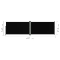VidaXL Seitenmarkise Ausziehbar Schwarz 160x600 Cm -Stil Beet Verkaufsgeschäft fe52ad10d3c641fd227facbbac909977