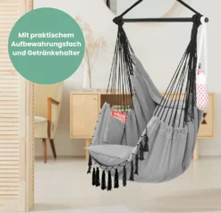 VITA5 Hängesessel Outdoor - Stabiler & Sicherer Hängestuhl - Stylischer Hängesessel Indoor - Leicht Zu Installierender Hängesessel - Bequeme Boho Raumdeko - 225kg Tragkraft - Warmes Grau -Stil Beet Verkaufsgeschäft feeeea521bcb32a5675b7c22dafae360