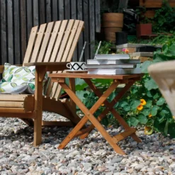 ECD Germany Gartentisch, 46x46x46 Cm, Braun, Aus Kiefernholz, Klappbar, Massiv, Für Ihren Balkon Terrasse Oder Garten, Holztisch Balkontisch Klapptisch Beistelltisch Campingtisch Tisch Gartenmöbel -Stil Beet Verkaufsgeschäft fef8953ac0d340ec66dd861d91b3164d