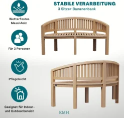 KMH® TEAK 3-sitzer Bananenbank 8 KMH® TEAK 3-sitzer Bananenbank -Stil Beet Verkaufsgeschäft ff18001dec450c5b06cdd9e87e52a4ab